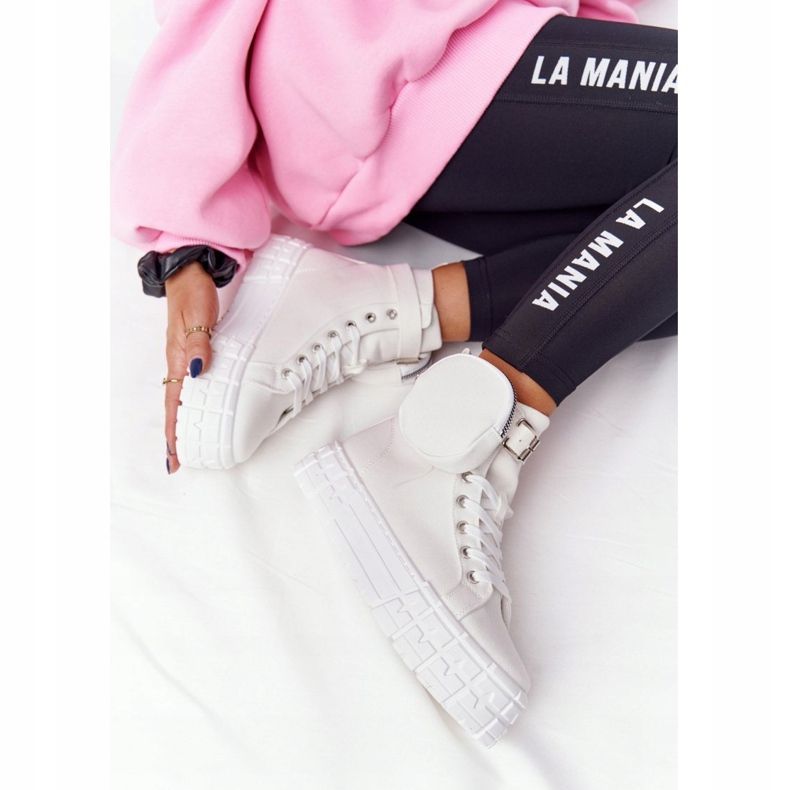 Tênis feminino em plataforma com pipoca branca de rim branco 1