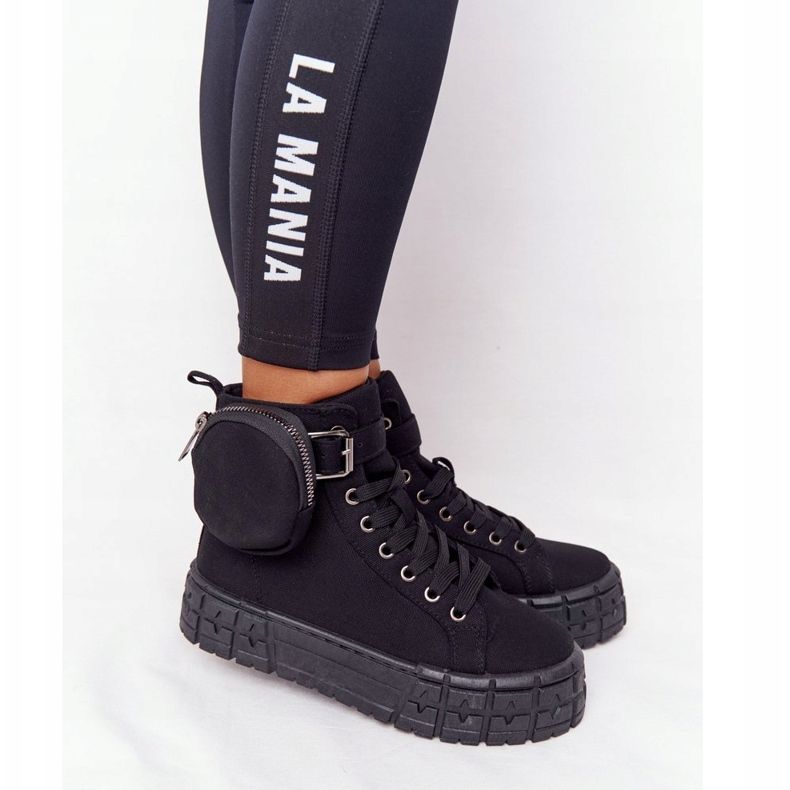 Tênis feminino em plataforma com pipoca preta de rim preto 2