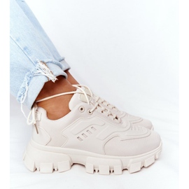 Tênis feminino bege New York com sola grande 2