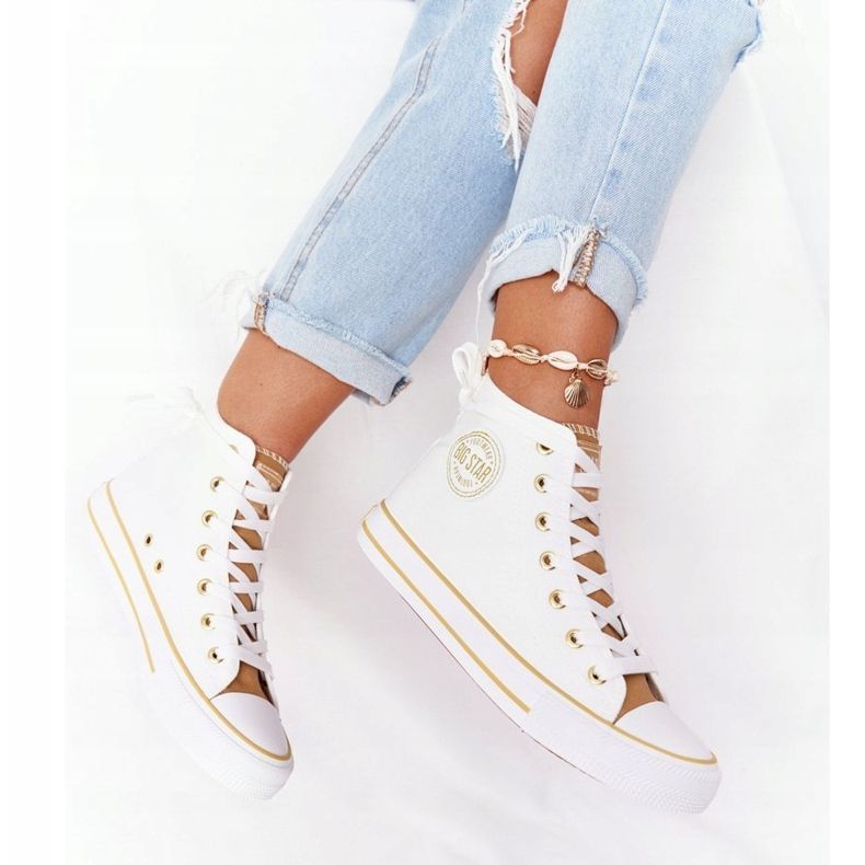 Tênis alto feminino Big Star HH274450 branco bege 2