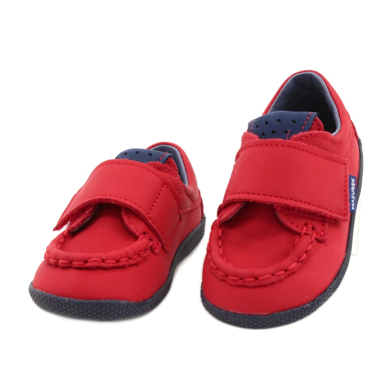 Mazurek Meninos de couro vermelho mocassins 113 1