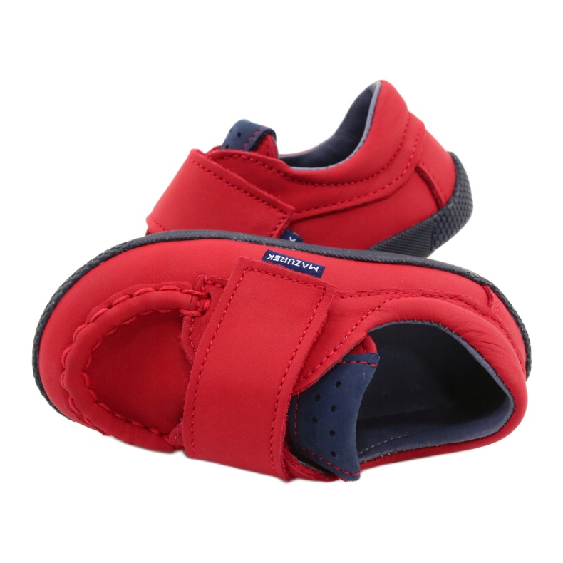 Mazurek Meninos de couro vermelho mocassins 113 4