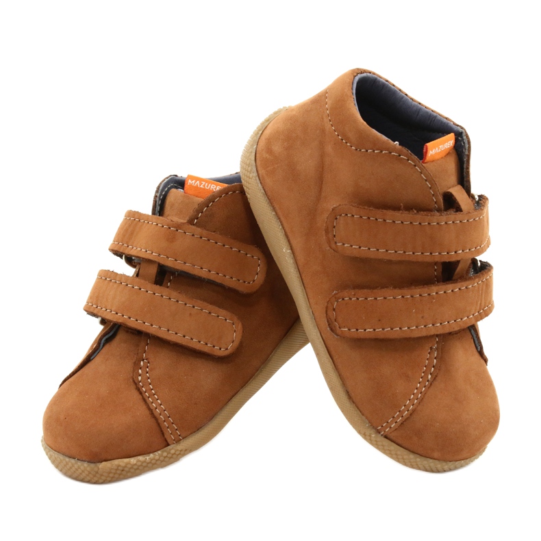 Sapatos de velcro em couro Mazurek, marrom 264 3