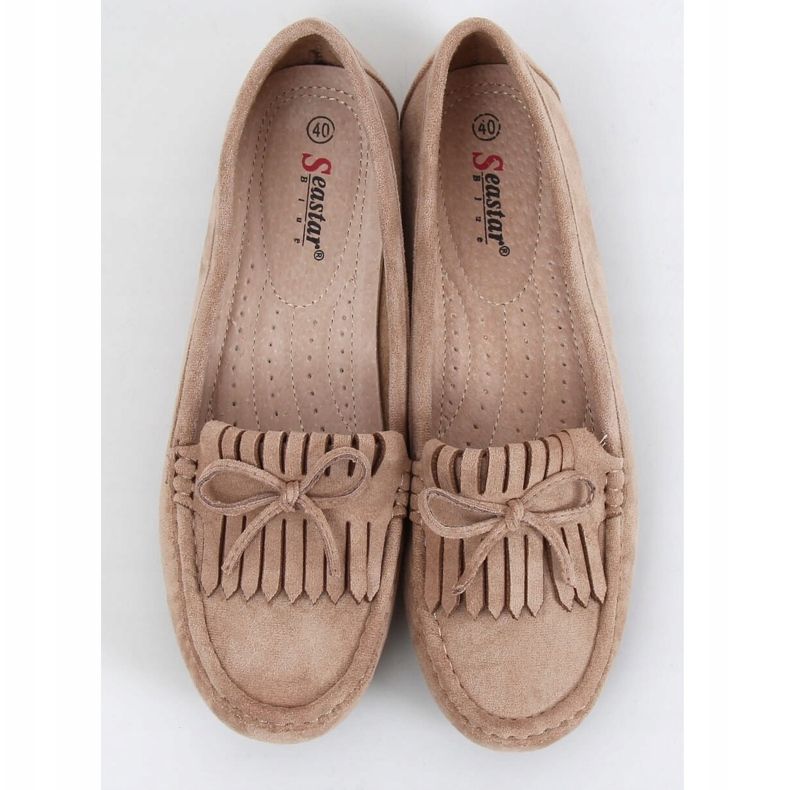 Mocassins femininos bege escuro GS11P Khaki cáqui 1