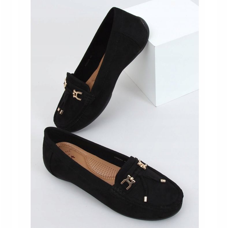 Mocassins femininos negros com plataforma preta H9228 Negro preto 1