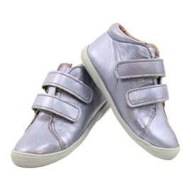 Sapatos de velcro de couro para meninas 1264 Holográfico Mazurek roxo 3