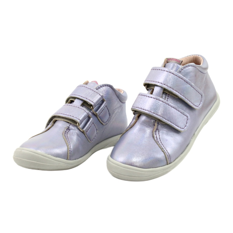 Sapatos de velcro de couro para meninas 1264 Holográfico Mazurek roxo 1