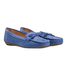 Mocassins azuis com um padrão Maura aberto azul 1