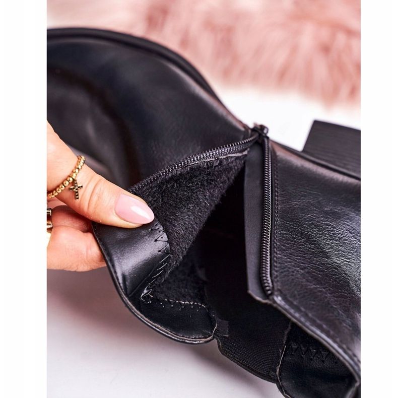 J. Star Botas quentes femininas Jodhpur botas com salto preto para sempre 4