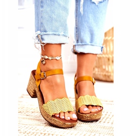 EVE Sandálias femininas Fobi amarelas com salto alto bege amarelo 3