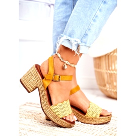 EVE Sandálias femininas Fobi amarelas com salto alto bege amarelo 2