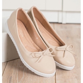 Diamantique Bailarinas elegantes com couro ecológico bege 1