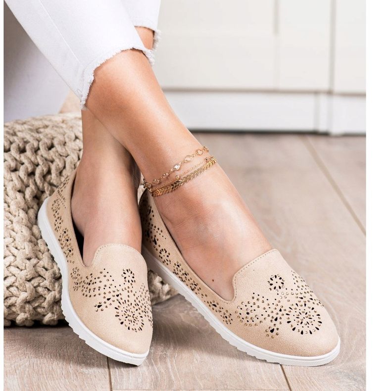 Renda Senhores de camurça com cristais bege 2