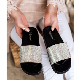 Seastar Chinelos com cristais preto prata 1