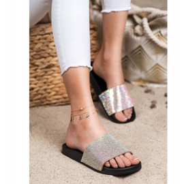 Seastar Chinelos com cristais preto prata 2 Seastar Chinelos com cristais preto prata 2