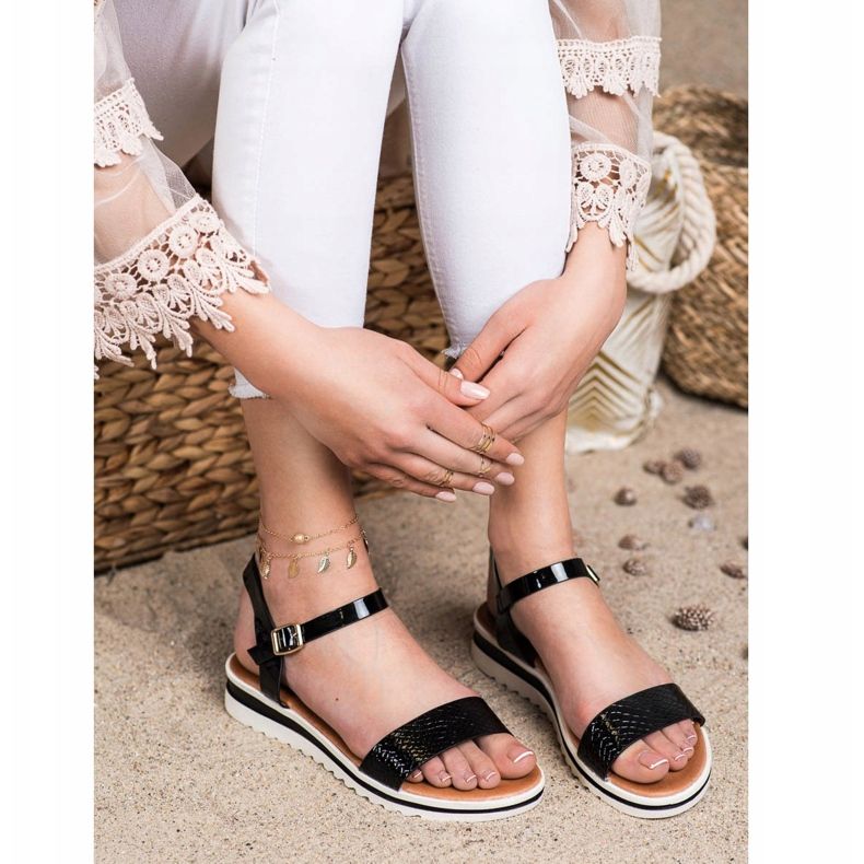 Weide Sandálias Casuais Envernizadas preto 2