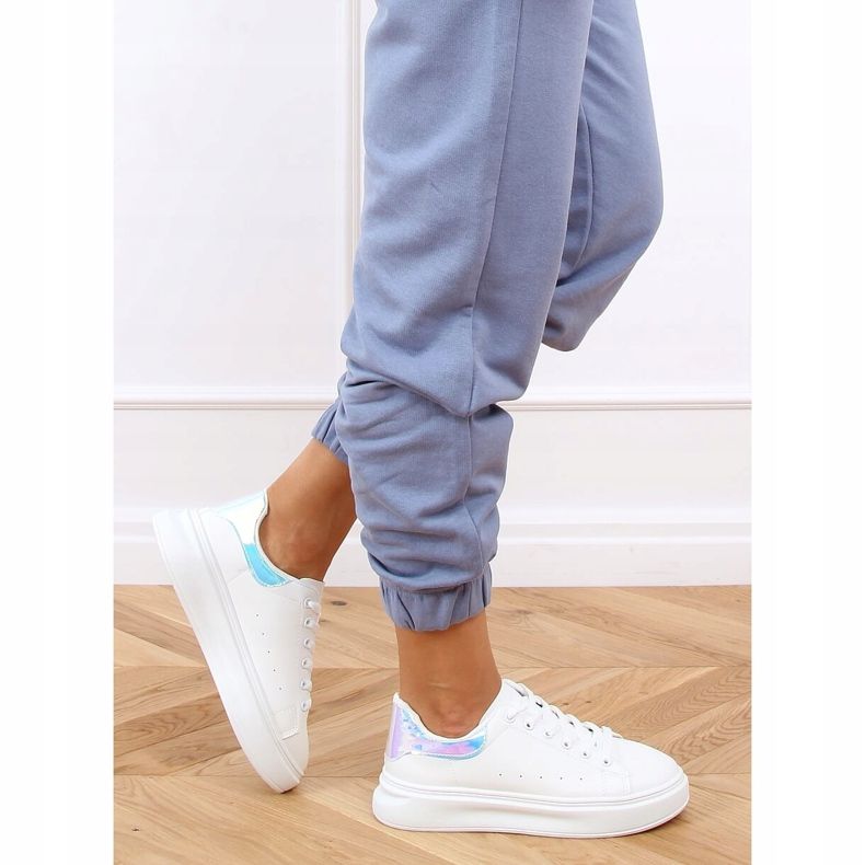 Tênis feminino branco A88-63 prata 1