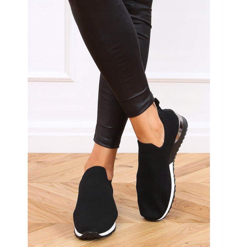 Preto LDH006 Meias pretas calçados esportivos 2