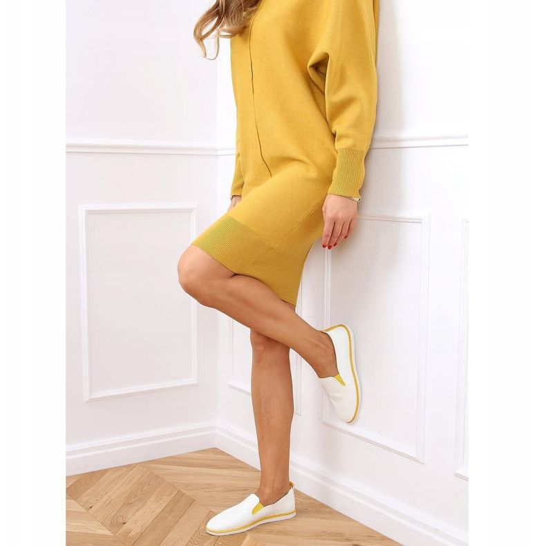 Tênis deslizante branco AA620 amarelo 1