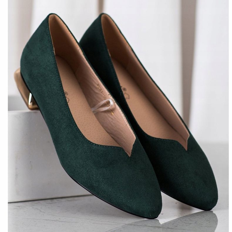 Bombas Com Salto Dourado VINCEZA verde 1