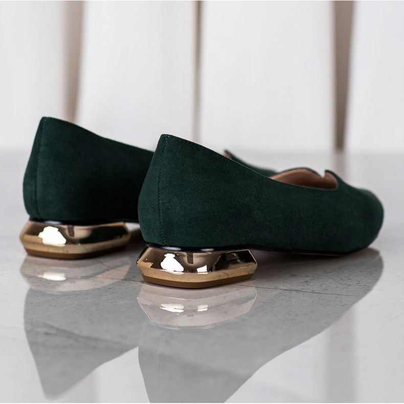 Bombas Com Salto Dourado VINCEZA verde 2