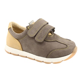 Sapatos casuais masculinos de couro Mazurek 1362 Velcro castanho amarelo 5