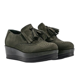 Sapatos de camurça verde na cunha Makenzie 1