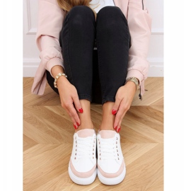 Tênis branco feminino 6110 rosa 1