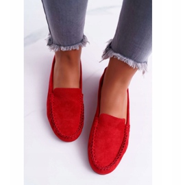 Mocassins femininos de camurça Sergio Leone 722 vermelho 1