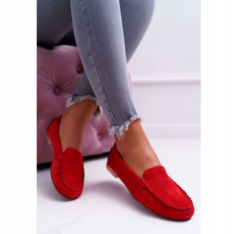 Mocassins femininos de camurça Sergio Leone 722 vermelho 3