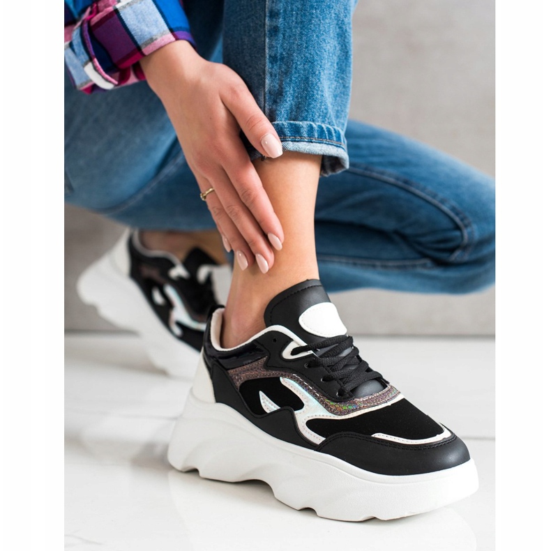 SHELOVET Tênis da moda branco preto 1