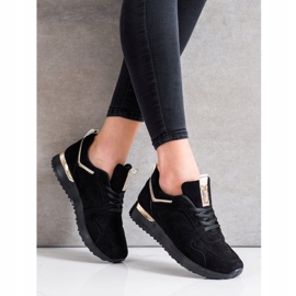 SHELOVET Tênis de camurça preta preto 2