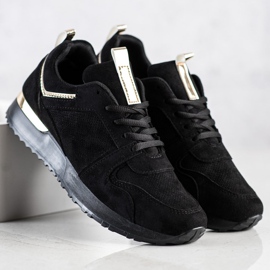 SHELOVET Tênis de camurça preta preto 1