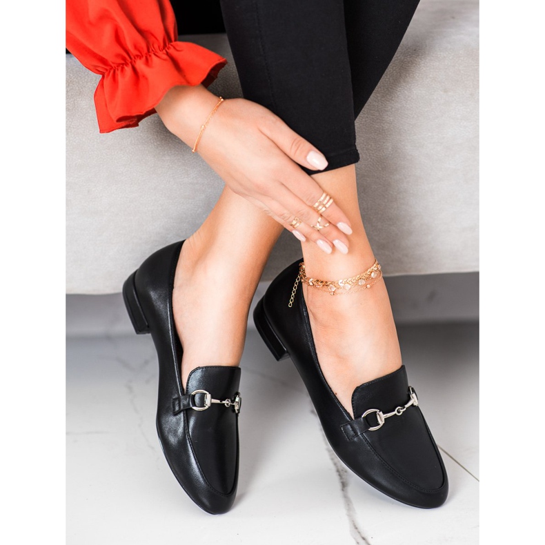 Sergio Leone Mocassins clássicos com couro ecológico preto 2