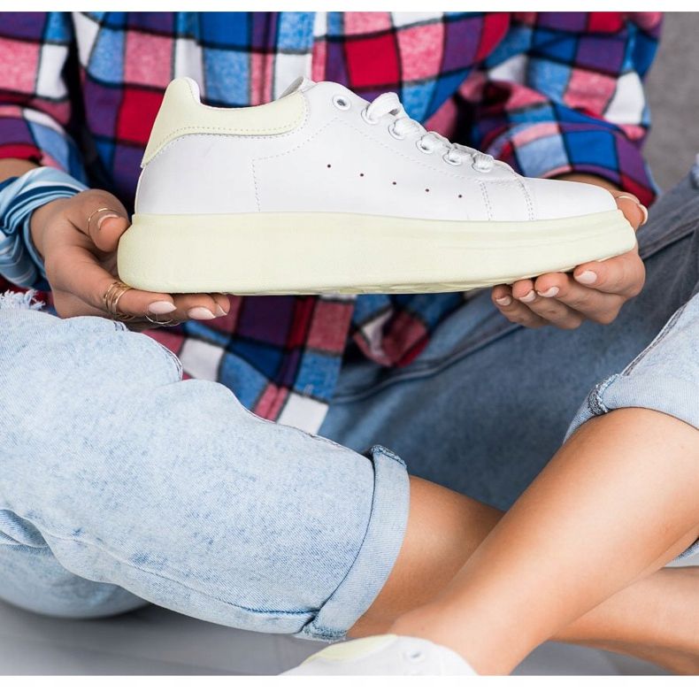 SHELOVET Tênis na plataforma verde branco 1