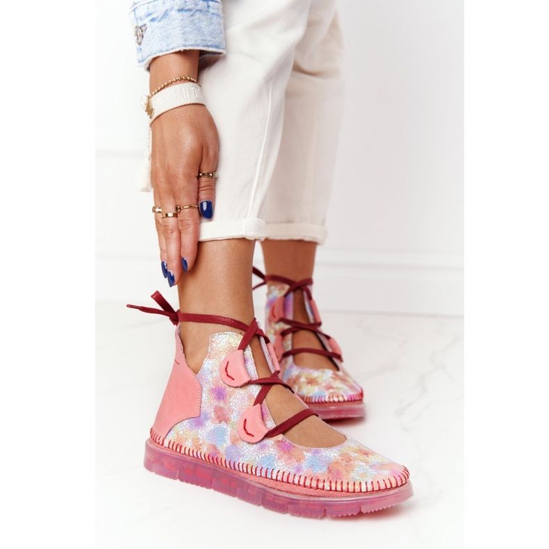 Botas de couro femininas Maciejka Pink 04457-15 rosa multicolorido 1