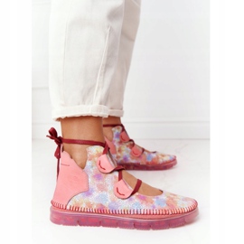 Botas de couro femininas Maciejka Pink 04457-15 rosa multicolorido 2