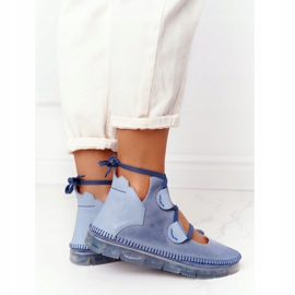 Botas de couro femininas Maciejka Blue 04457-06 azul multicolorido 2