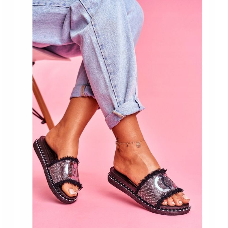 PS1 Flip-flops com cristais na plataforma Black Candy Man preto 1 PS1 Flip-flops com cristais na plataforma Black Candy Man preto 1