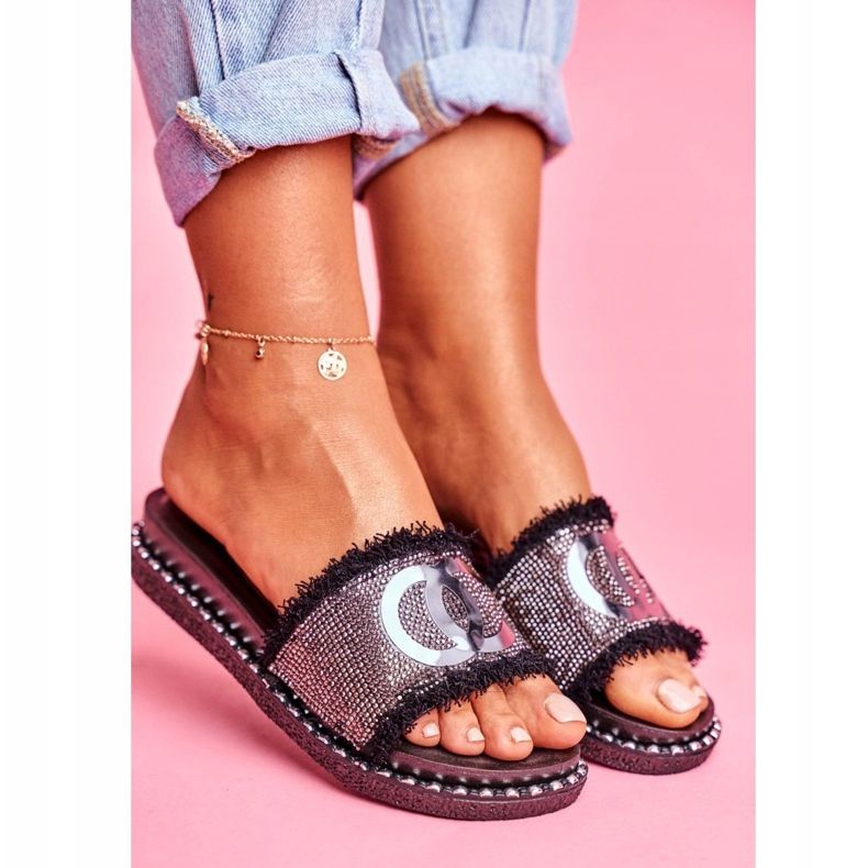 PS1 Flip-flops com cristais na plataforma Black Candy Man preto 2 PS1 Flip-flops com cristais na plataforma Black Candy Man preto 2