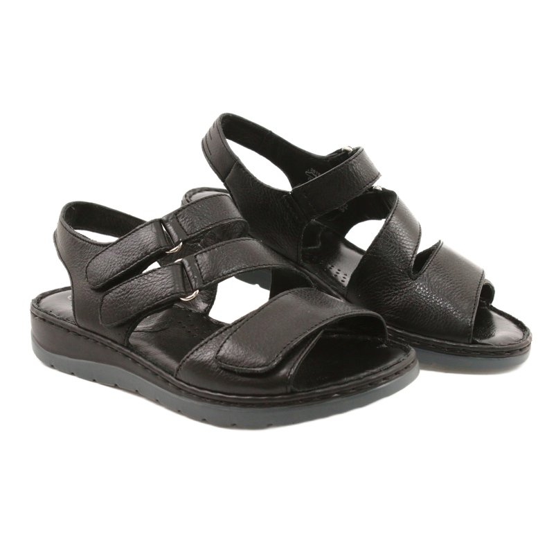 Caprice sandálias de couro confortáveis ​​com velcro 28152-26 preto 4