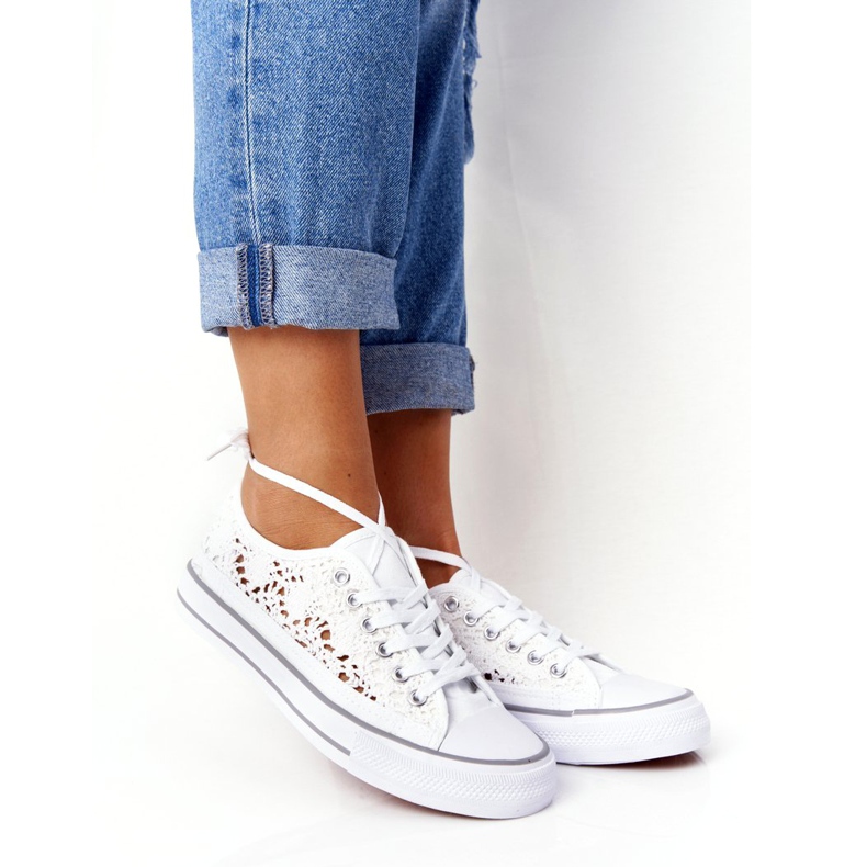 FB2 Tênis feminino de renda branca Candice branco 4