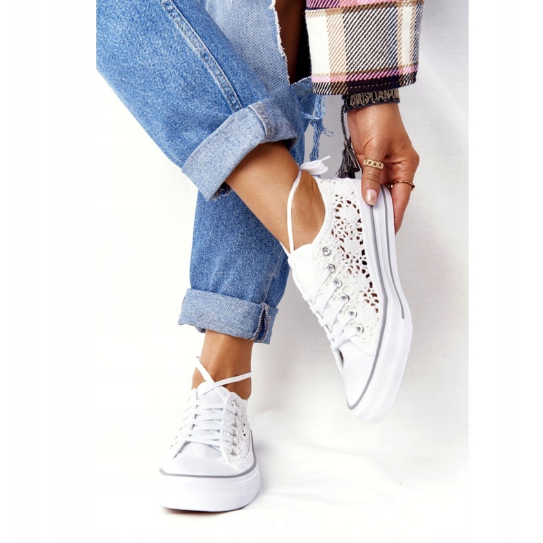 FB2 Tênis feminino de renda branca Candice branco 2