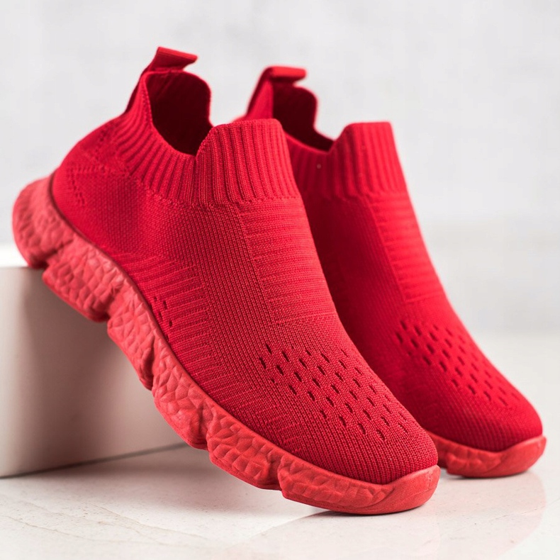 SHELOVET Tênis deslizantes da moda vermelho 1