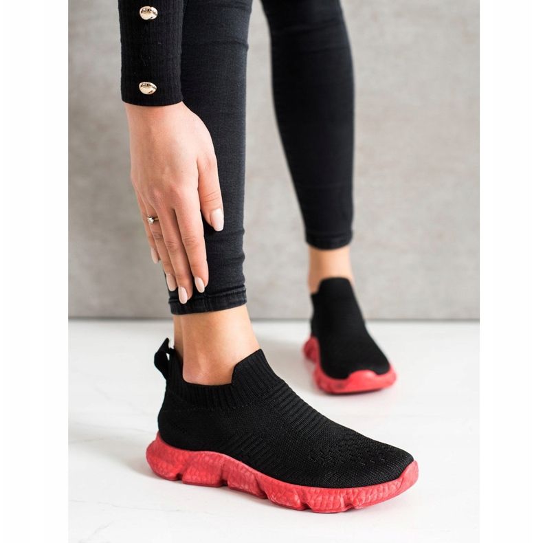 SHELOVET Tênis deslizantes da moda preto 2