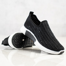 SHELOVET Slipons com cristais preto 2