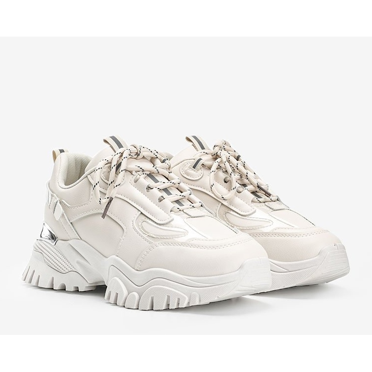 Tênis bege com inserções metálicas de Ansley 1