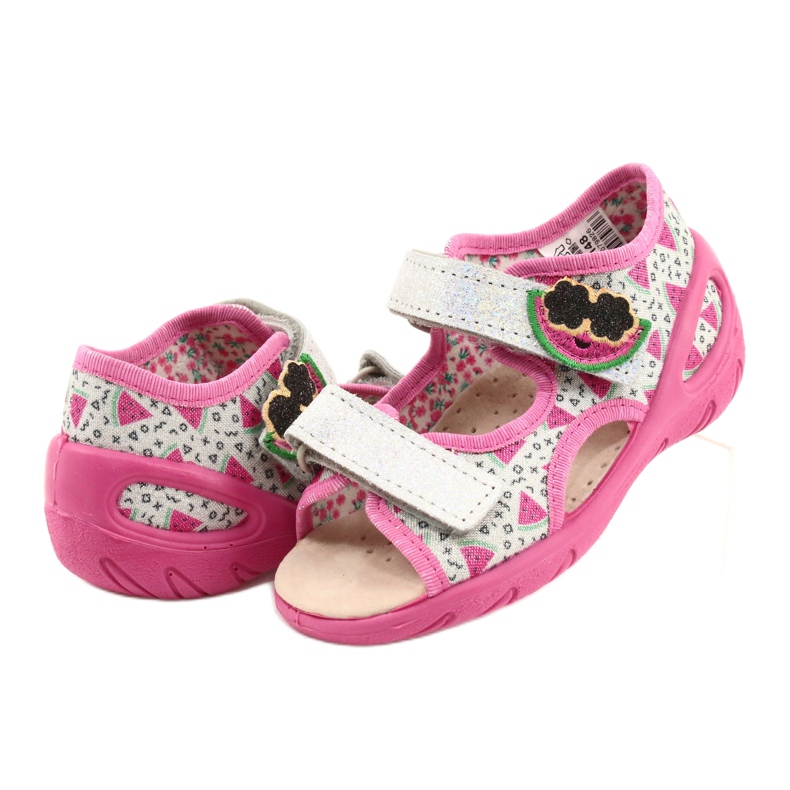 Sapatos infantis sandálias Befado 065P148 rosa prata cinza 5