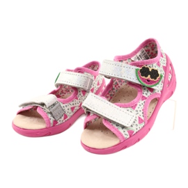 Sapatos infantis sandálias Befado 065P148 rosa prata cinza 2