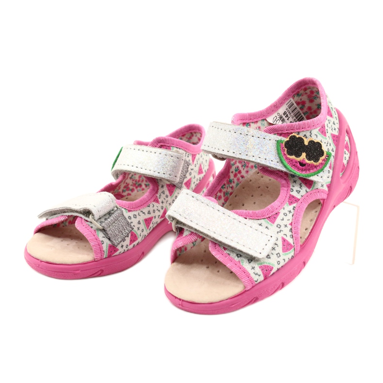 Sapatos infantis sandálias Befado 065P148 rosa prata cinza 2